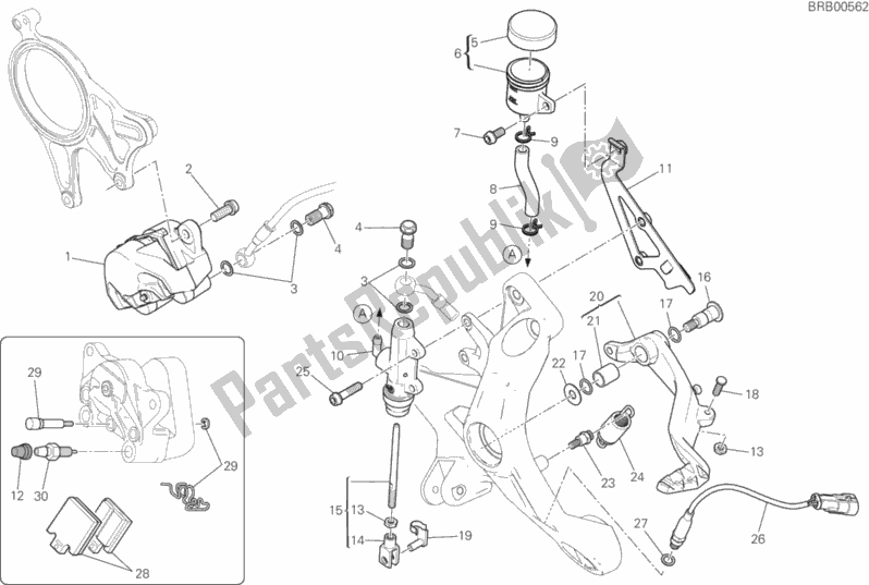 All parts for the Rear Brake System of the Ducati Monster 1200 S USA 2018